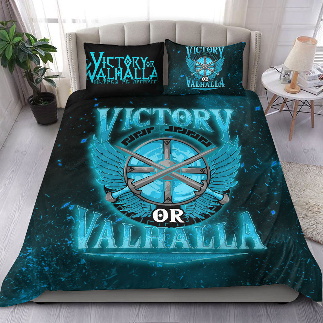 Viking Bedding Set Victory Or Valhalla Cyan Style Bedding Set RLT12 - Wonder Print Shop