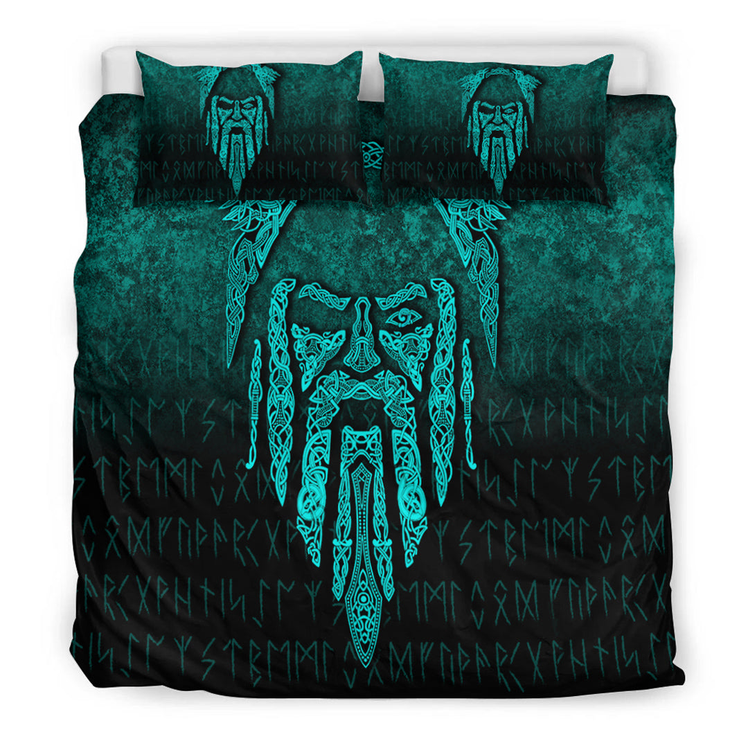 Viking Bedding Set Eye of Odin Cyan Version Bedding Set RLT12 - Wonder Print Shop
