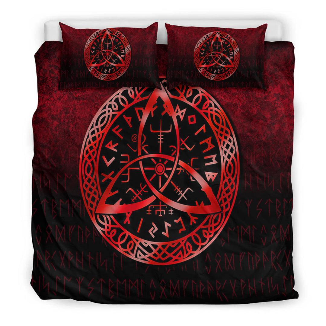 Viking Bedding Set Vegvisir Nordic Viking Rune Red Version Bedding Set RLT12 - Wonder Print Shop