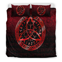 Viking Bedding Set Vegvisir Nordic Viking Rune Red Version Bedding Set RLT12 - Wonder Print Shop
