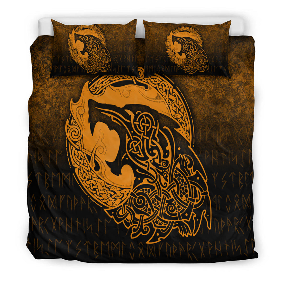 Viking Bedding Set Fenrir Viking 3D Tattoo Gold Version Bedding Set RLT12 - Wonder Print Shop