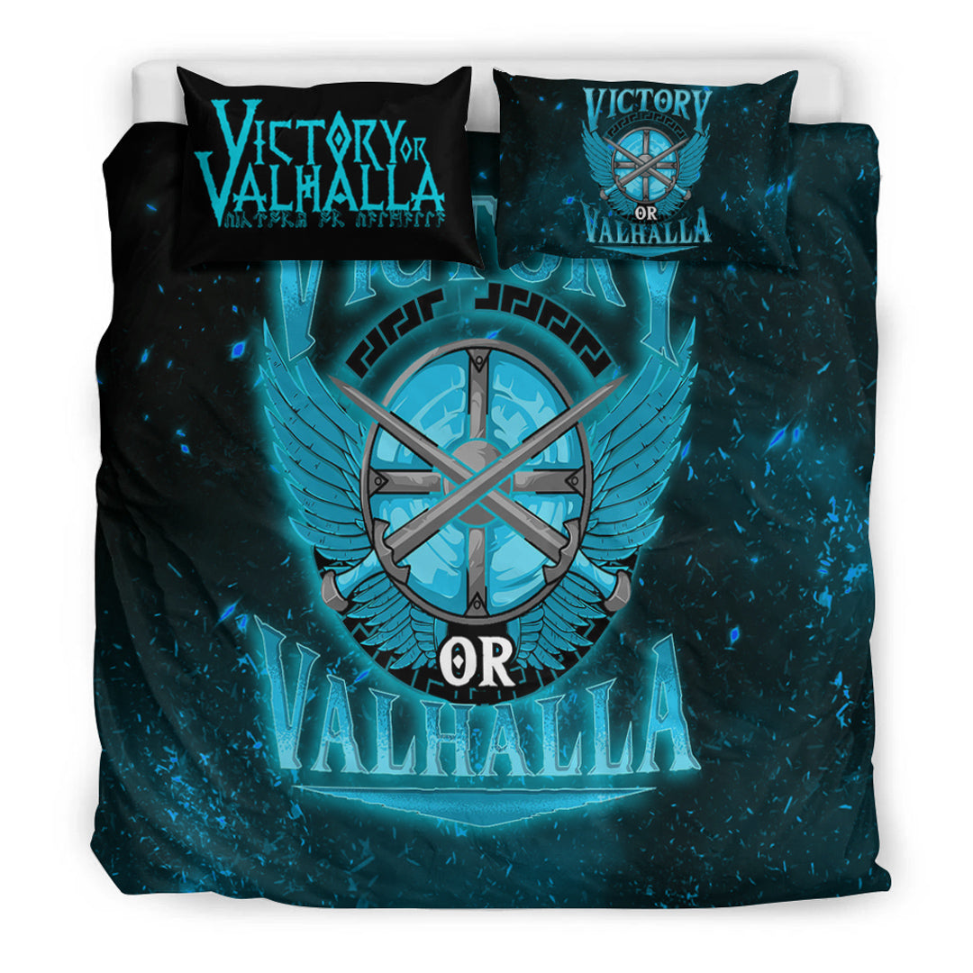 Viking Bedding Set Victory Or Valhalla Cyan Style Bedding Set RLT12 - Wonder Print Shop