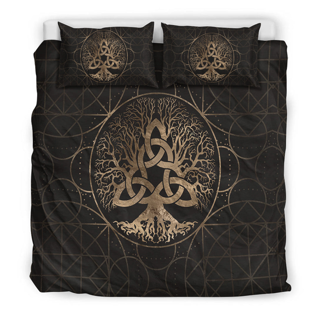 Viking Bedding Set Tree Of Life Yggdrasil with Triquetra Bedding Set RLT12 - Wonder Print Shop