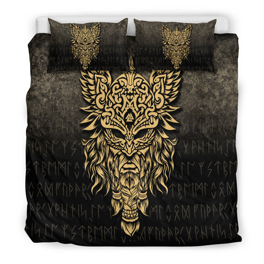 Viking Bedding Set Odin The Allfather Asgard God and Chief Of Aesir Gold Version Bedding Set RLT12 - Wonder Print Shop