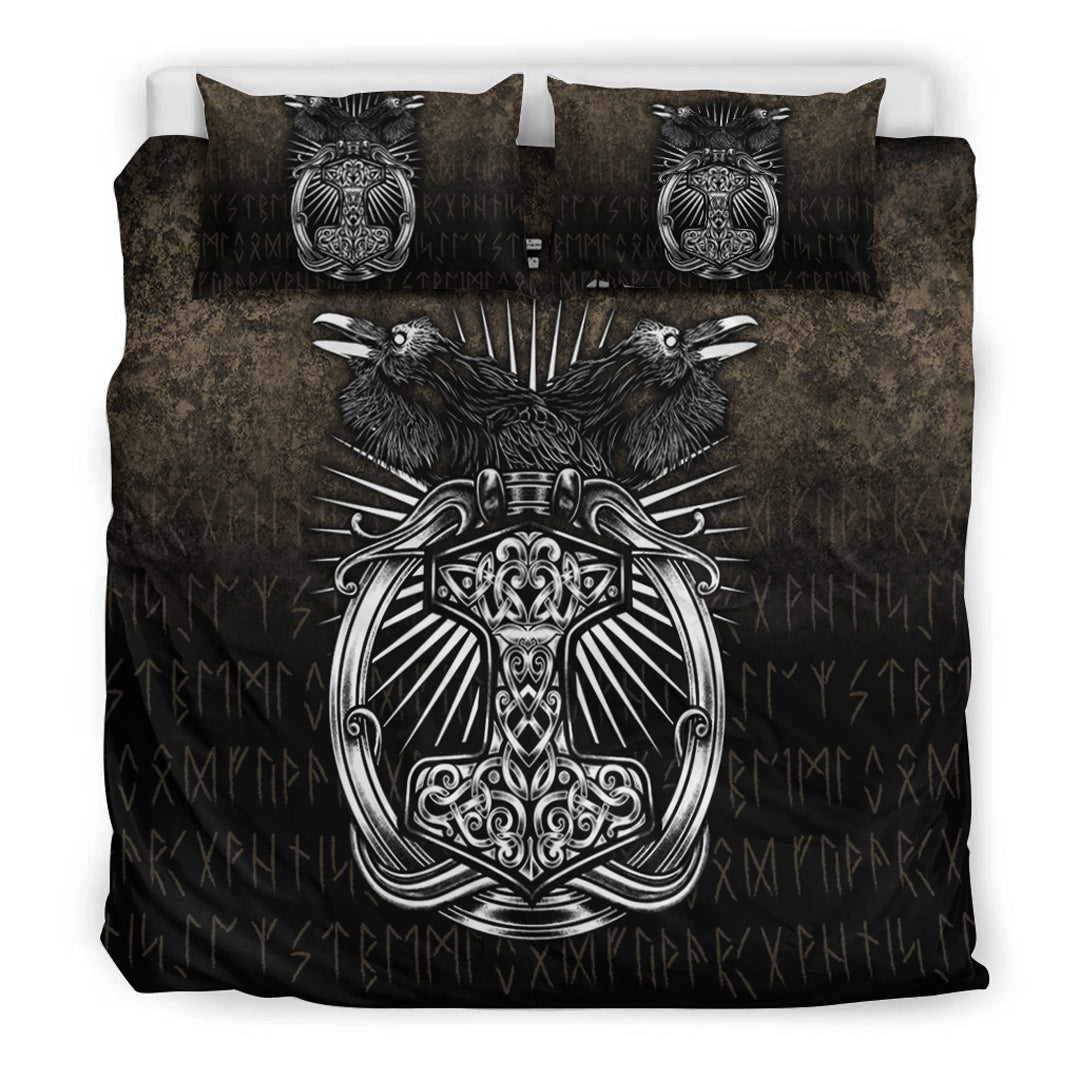 Viking Bedding Set Vikings Ravens Mjolnir Bedding Set RLT12 - Wonder Print Shop
