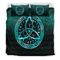Viking Bedding Set Vegvisir Nordic Viking Rune Cyan Version Bedding Set RLT12 - Wonder Print Shop