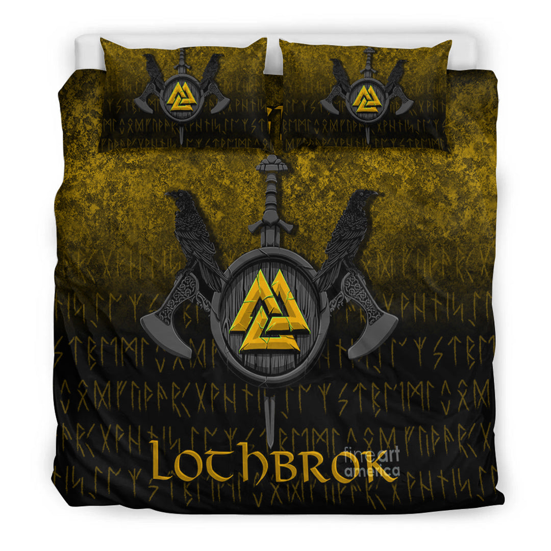 Viking Bedding Set Ragnar Lothbrok Ragnar Lodbrok Viking Warrior Gold Version Bedding Set RLT12 - Wonder Print Shop