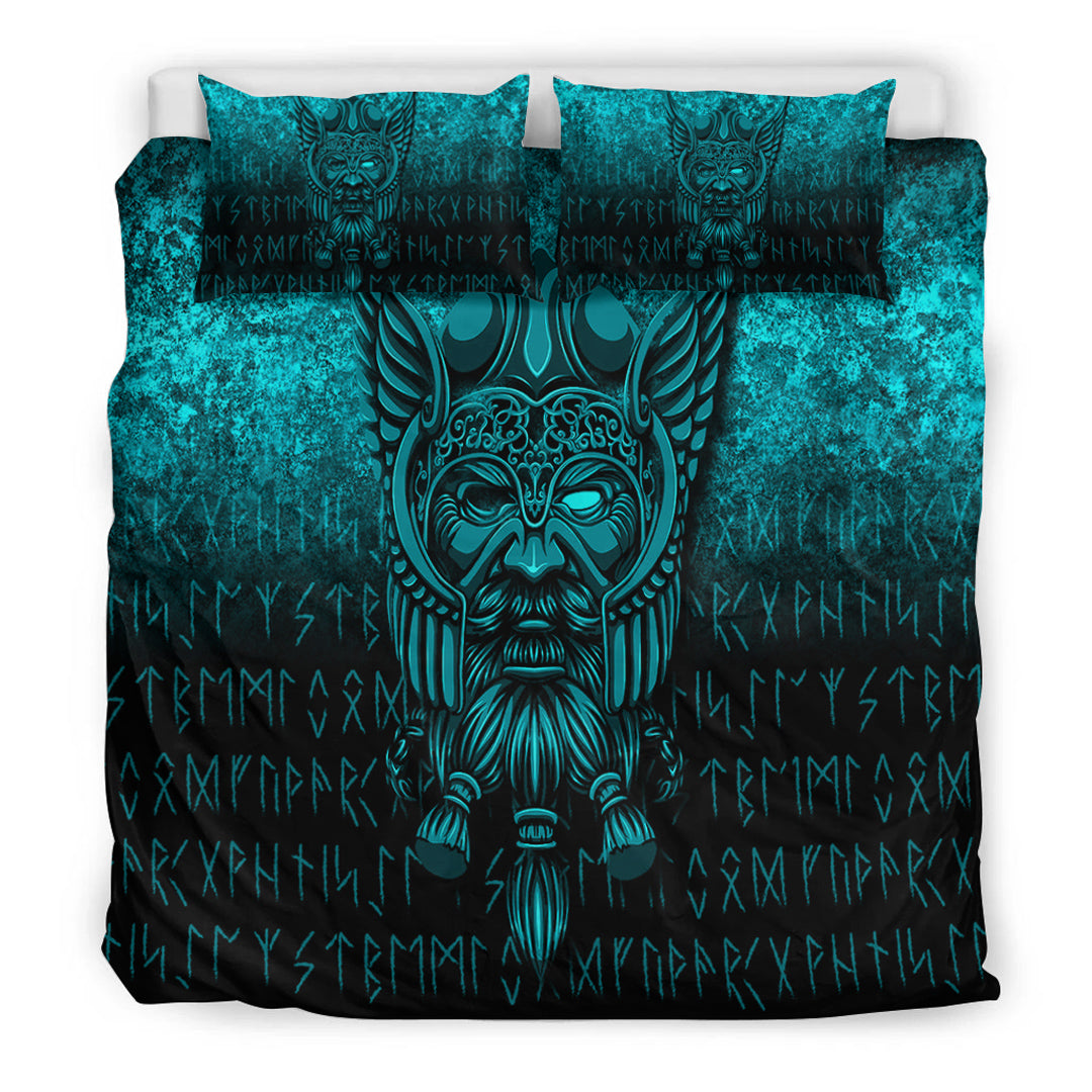 Viking Bedding Set Viking Odin Allfather In Asgard Cyan Version Bedding Set RLT12 - Wonder Print Shop