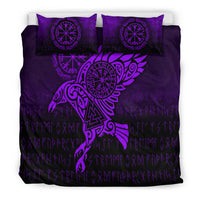 Viking Bedding Set Raven Vegvisir Tattoo Purple Version Bedding Set RLT12 - Wonder Print Shop