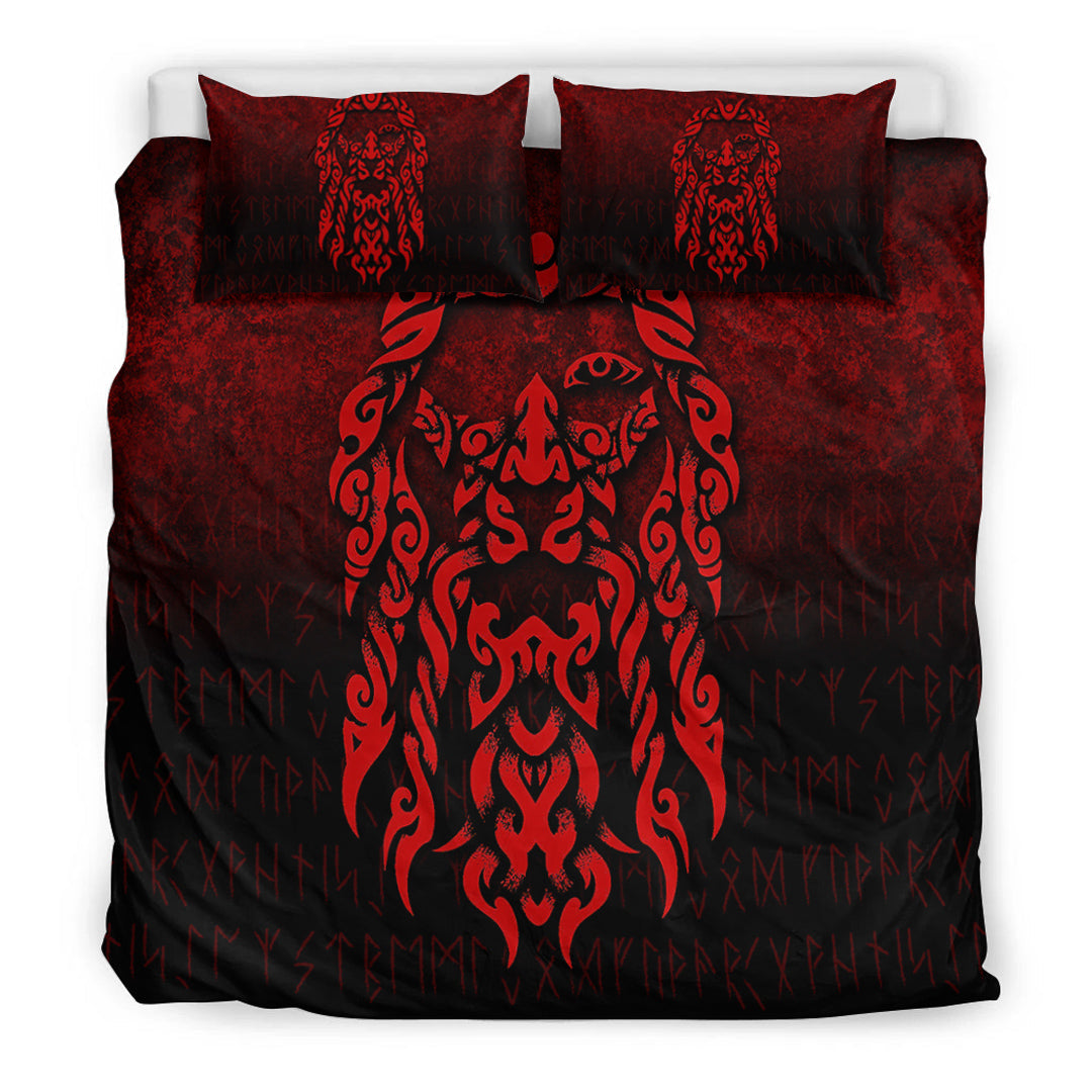 Viking Bedding Set Viking God Odin Allfather In Asgard Raven God Red Version Bedding Set RLT12 - Wonder Print Shop