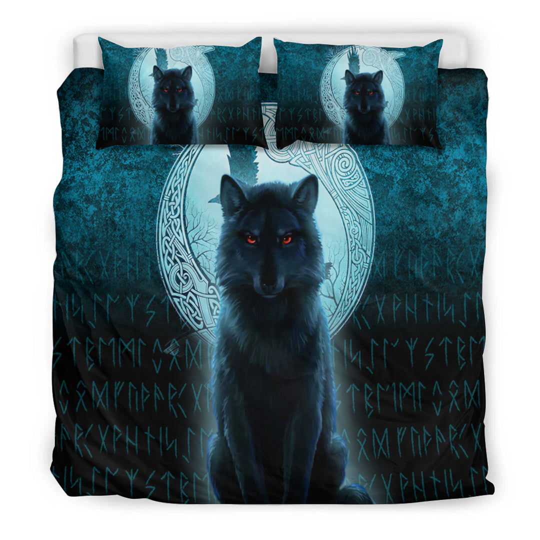 Viking Bedding Set Fenrir Viking Wolf Cyan Version Bedding Set RLT12 - Wonder Print Shop