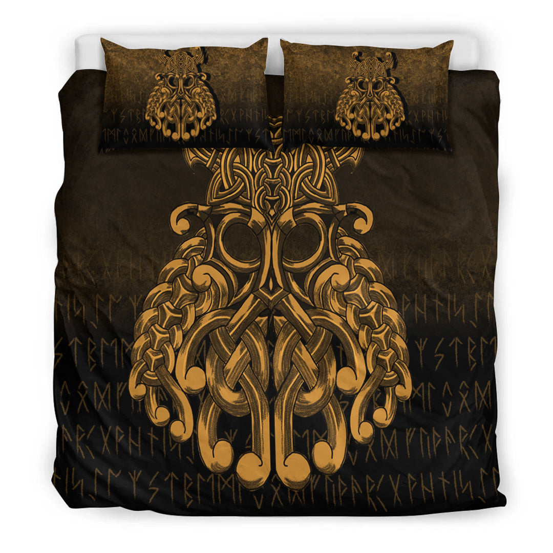 Viking Bedding Set Vikings Odin Valhalla Gold Version Bedding Set RLT12 - Wonder Print Shop