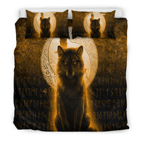 Viking Bedding Set Fenrir Viking Wolf Gold Version Bedding Set RLT12 - Wonder Print Shop