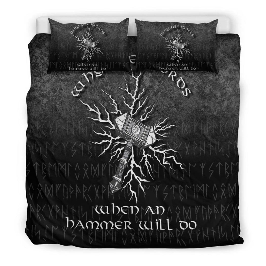 Viking Bedding Set Why Use Words When An Hammer Will Do Bedding Set RLT12 - Wonder Print Shop