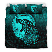 Viking Bedding Set Fenrir Viking 3D Tattoo Cyan Version Bedding Set RLT12 - Wonder Print Shop