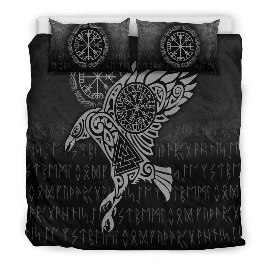 Viking Bedding Set Raven Vegvisir Tattoo Special Version Bedding Set RLT12 - Wonder Print Shop