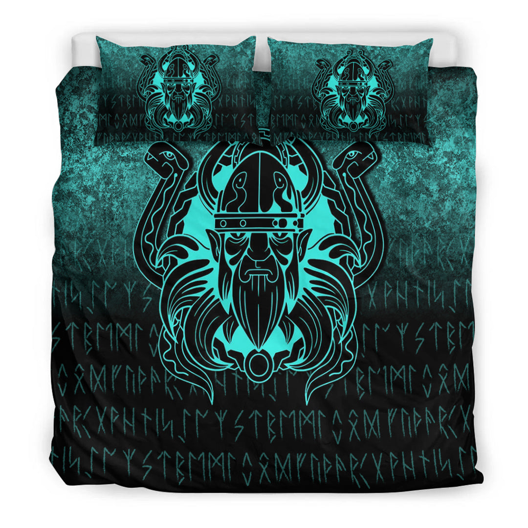 Viking Bedding Set Nordic Warrior Valhalla Norse Cyan Version Bedding Set RLT12 - Wonder Print Shop