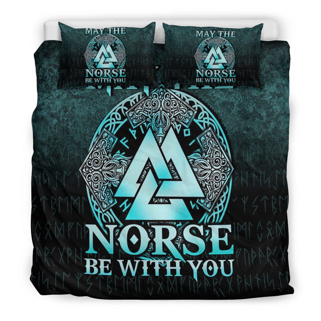 Viking Bedding Set May The Norse Be With You Viking Cyan Version Bedding Set RLT12 - Wonder Print Shop