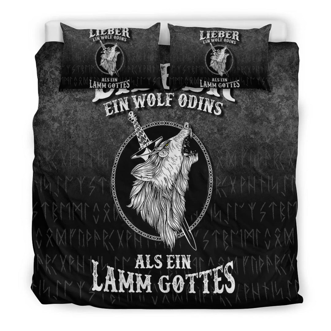 Viking Bedding Set Lieber Ein Wolf Odins Als Ein Lamm Gottes Bedding Set RLT12 - Wonder Print Shop