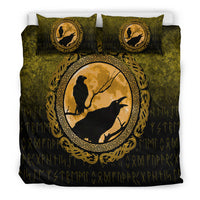 Viking Bedding Set Vikings Huginn Muninn Odin Ravens Gold Version Bedding Set RLT12 - Wonder Print Shop