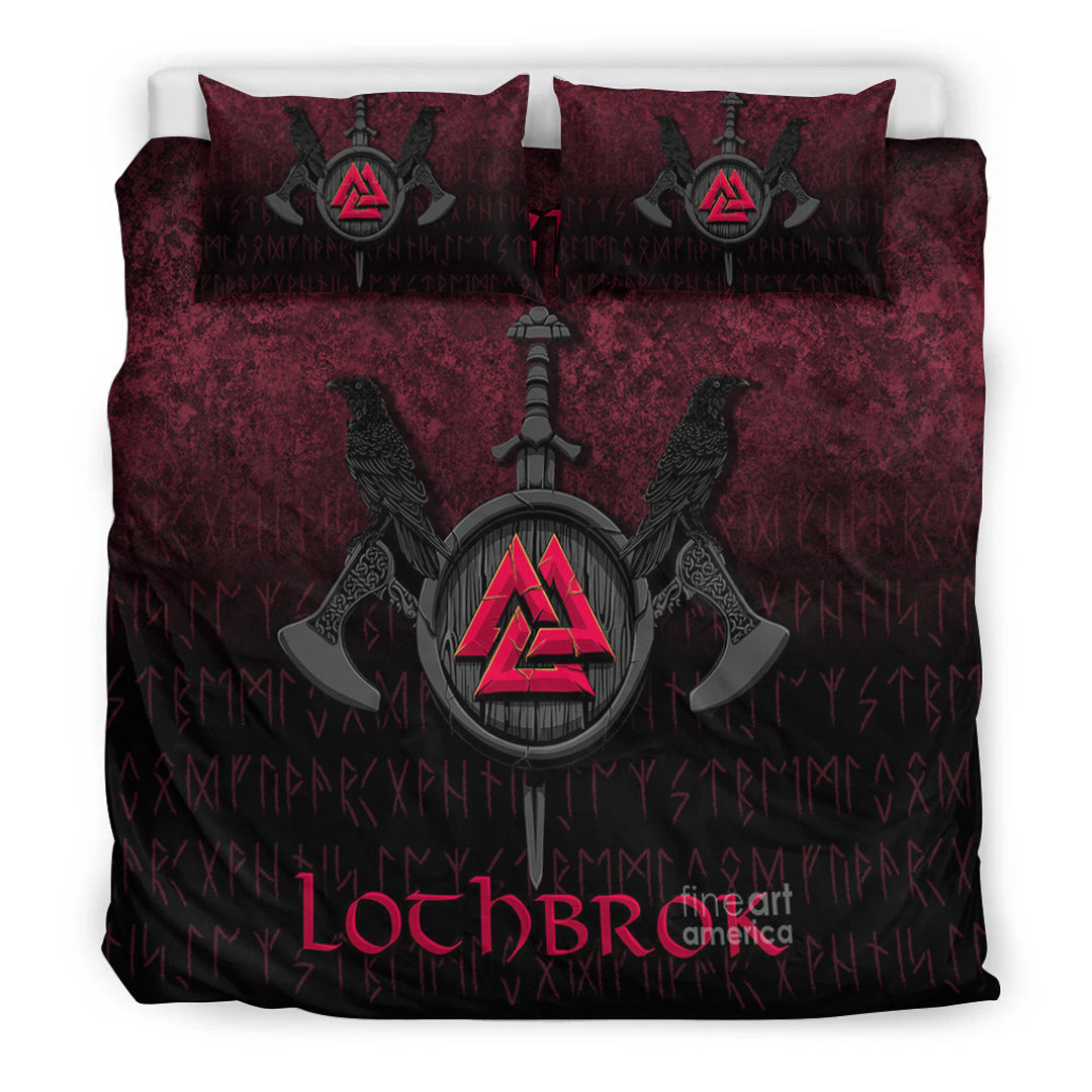 Viking Bedding Set Ragnar Lothbrok Ragnar Lodbrok Viking Warrior Red Version Bedding Set RLT12 - Wonder Print Shop
