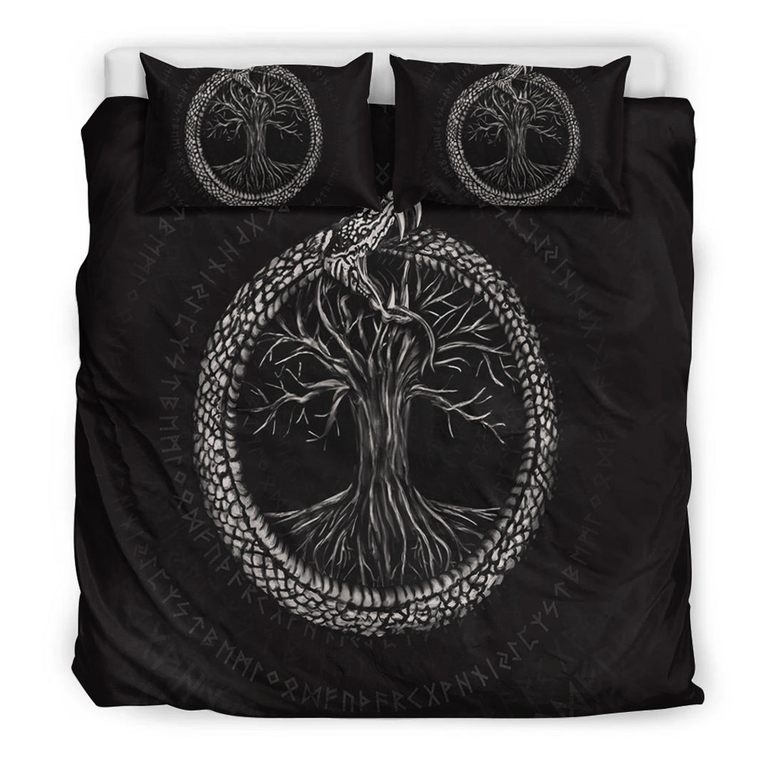 Viking Bedding Set Ouroboros with Tree Of Life Bedding Set RLT12 - Wonder Print Shop