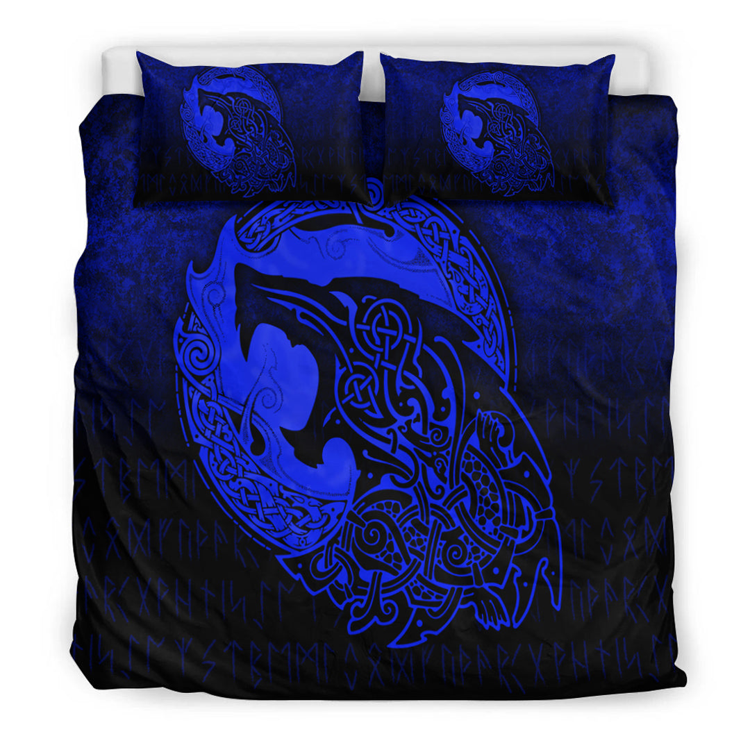 Viking Bedding Set Fenrir Viking 3D Tattoo Blue Version Bedding Set RLT12 - Wonder Print Shop