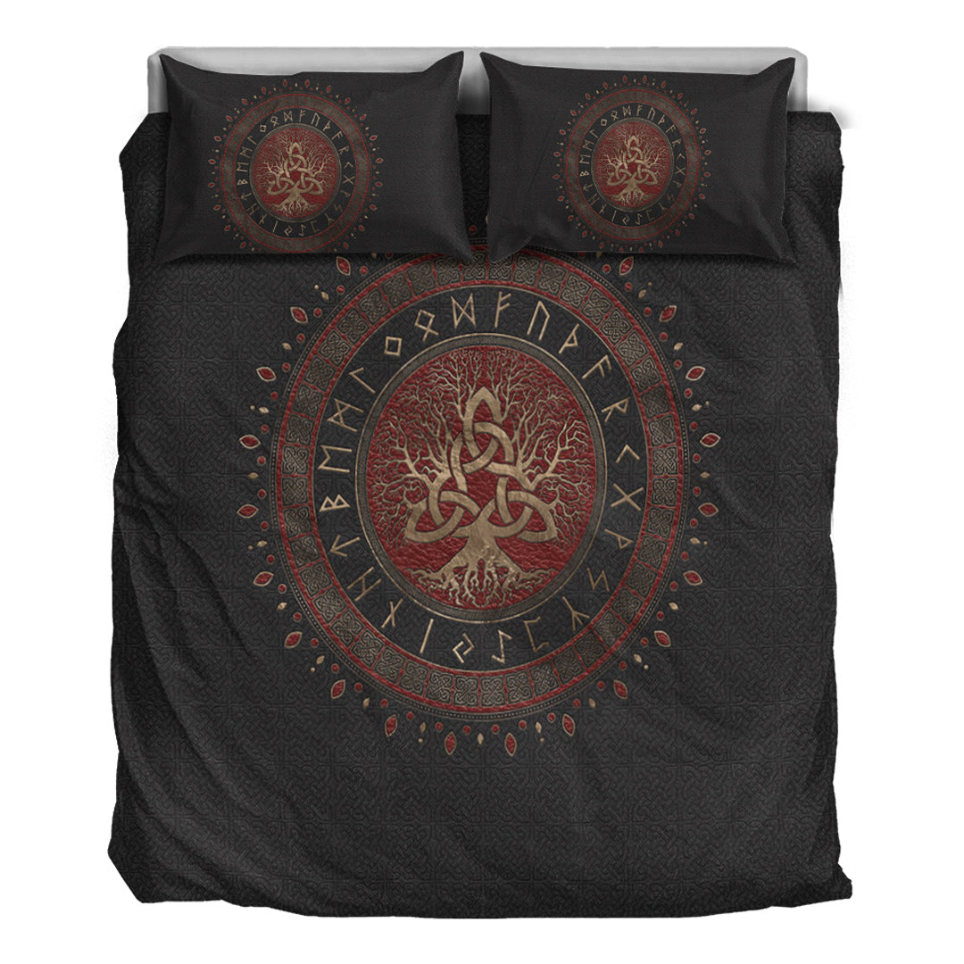 Viking Bedding Set Tree Of Life with Triquetra Bedding Set RLT12 - Wonder Print Shop