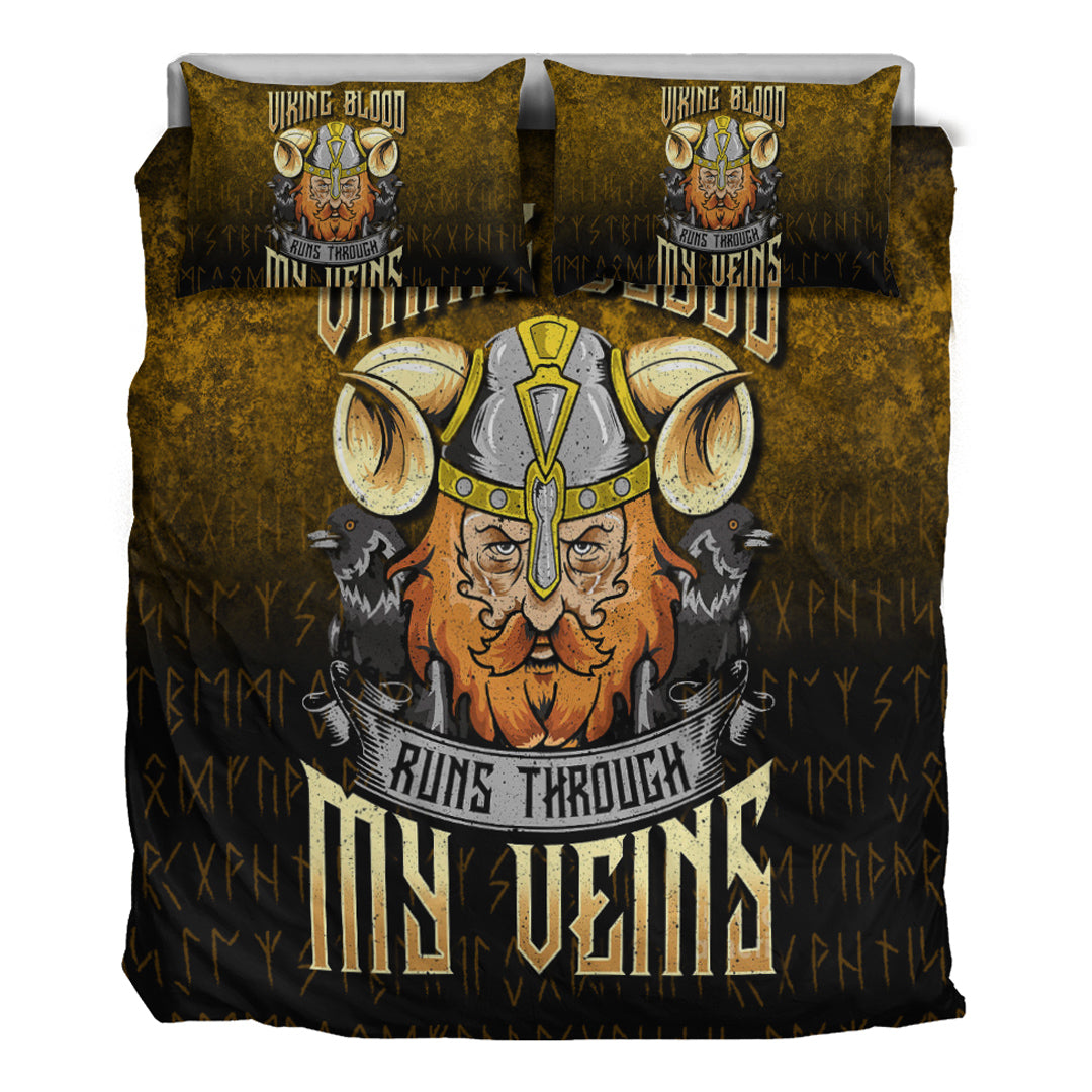 Viking Bedding Set Viking Blood Runs Through My Veins Bedding Set RLT12 - Wonder Print Shop