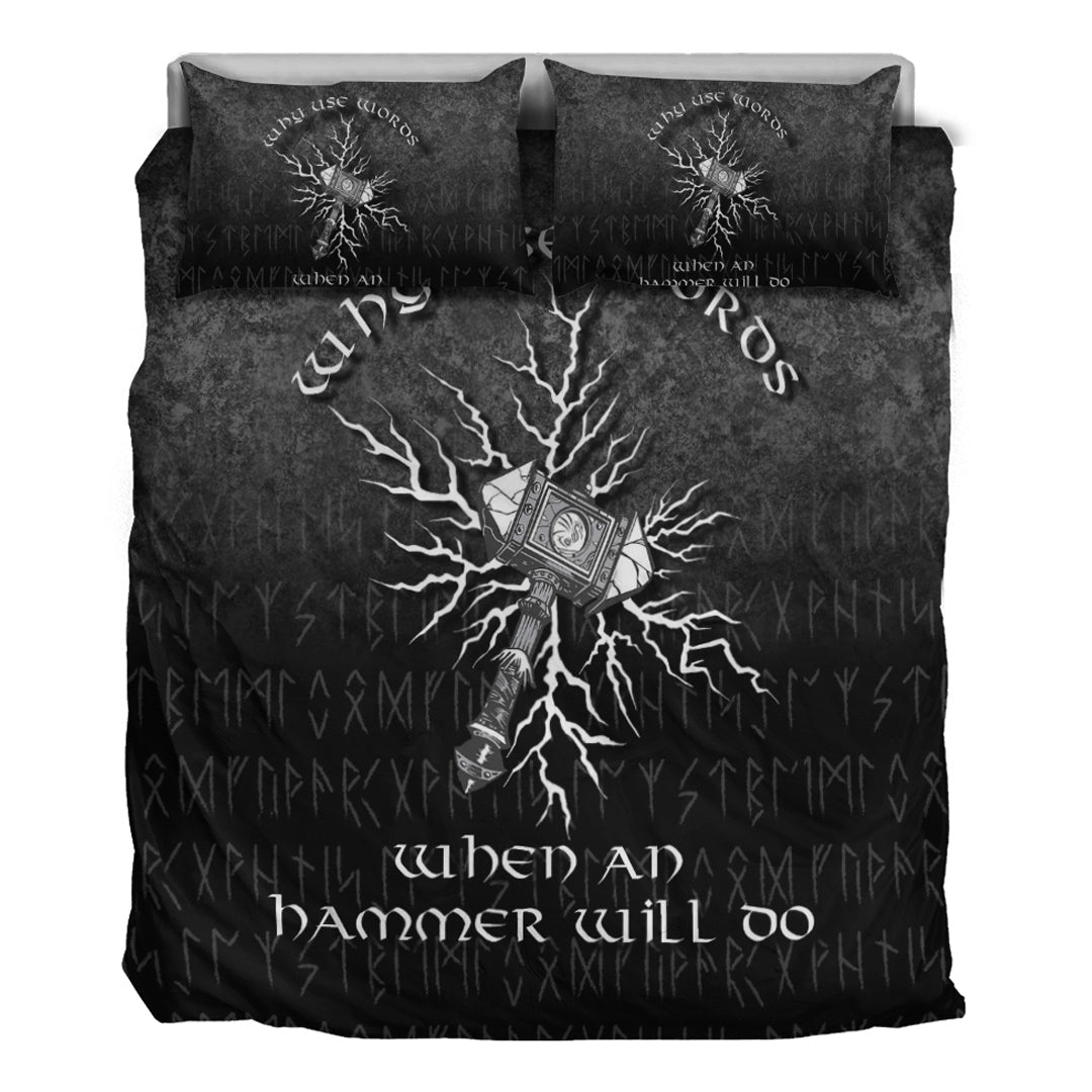 Viking Bedding Set Why Use Words When An Hammer Will Do Bedding Set RLT12 - Wonder Print Shop
