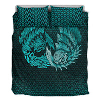 Viking Bedding Set Ragnarok Huginn Muninn Cyan Version Bedding Set RLT12 - Wonder Print Shop