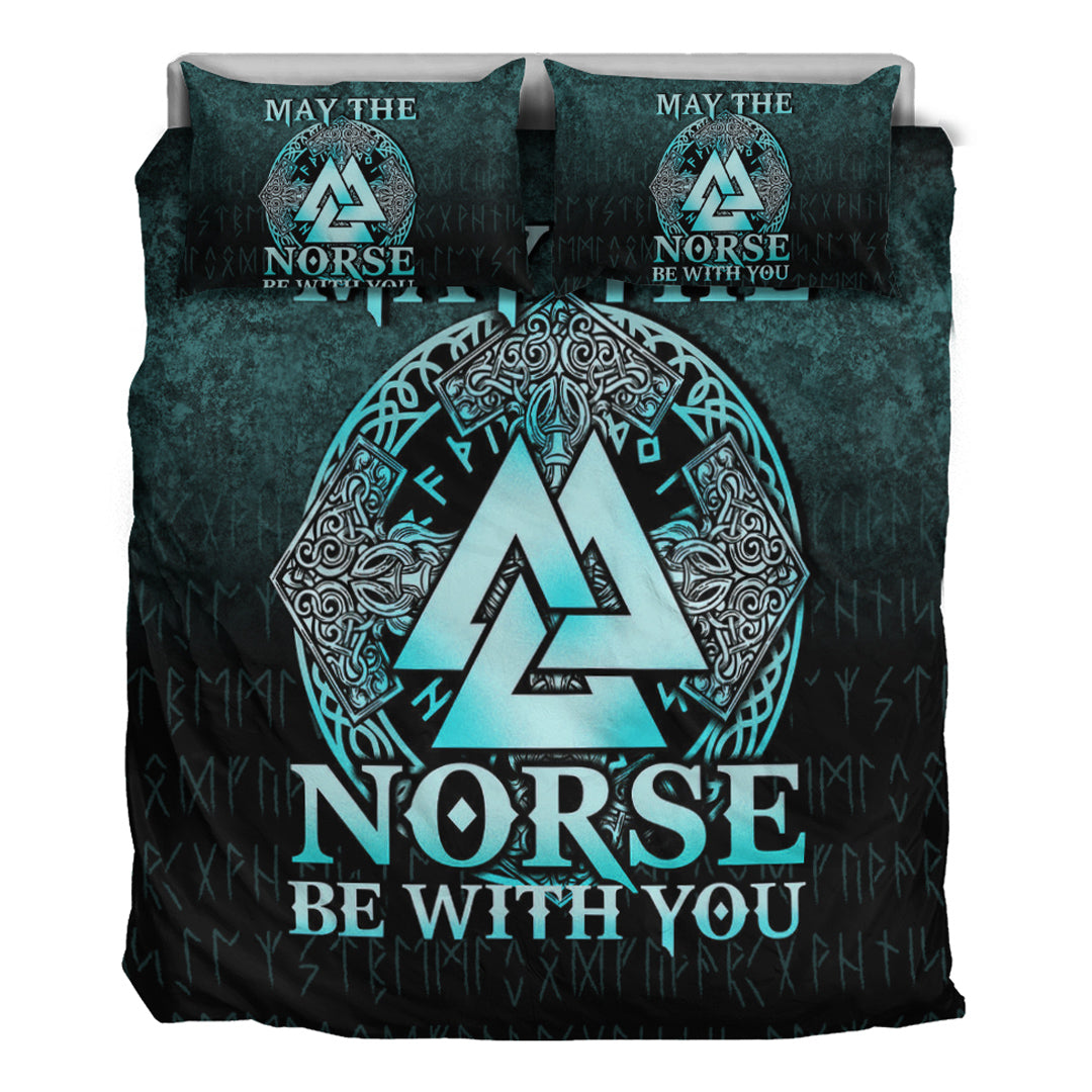 Viking Bedding Set May The Norse Be With You Viking Cyan Version Bedding Set RLT12 - Wonder Print Shop