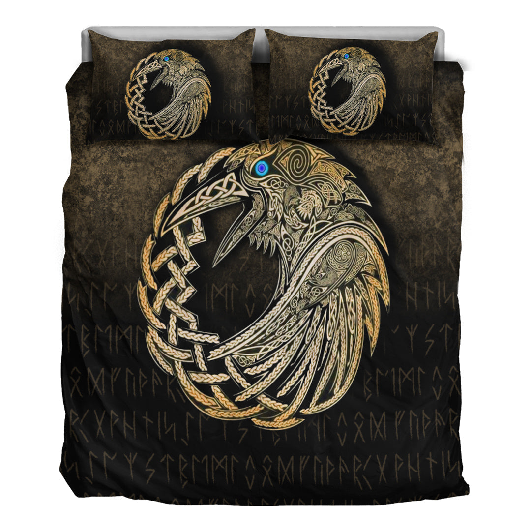 Viking Bedding Set Vikings Raven Gold Version Bedding Set RLT12 - Wonder Print Shop