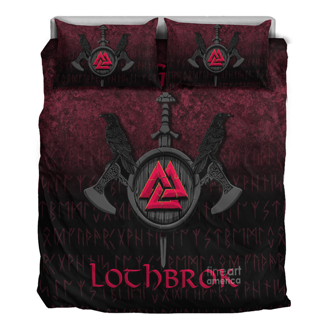 Viking Bedding Set Ragnar Lothbrok Ragnar Lodbrok Viking Warrior Red Version Bedding Set RLT12 - Wonder Print Shop