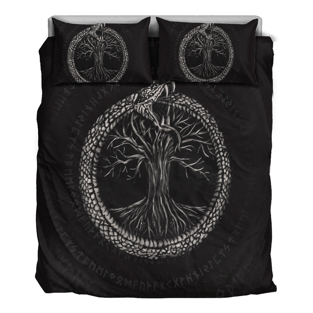 Viking Bedding Set Ouroboros with Tree Of Life Bedding Set RLT12 - Wonder Print Shop