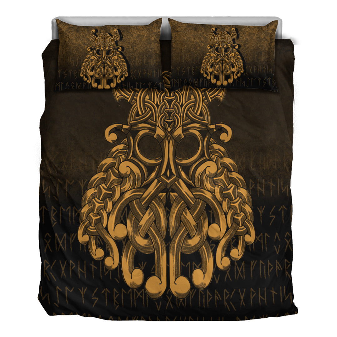 Viking Bedding Set Vikings Odin Valhalla Gold Version Bedding Set RLT12 - Wonder Print Shop