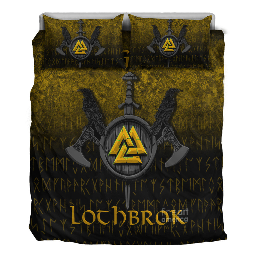 Viking Bedding Set Ragnar Lothbrok Ragnar Lodbrok Viking Warrior Gold Version Bedding Set RLT12 - Wonder Print Shop