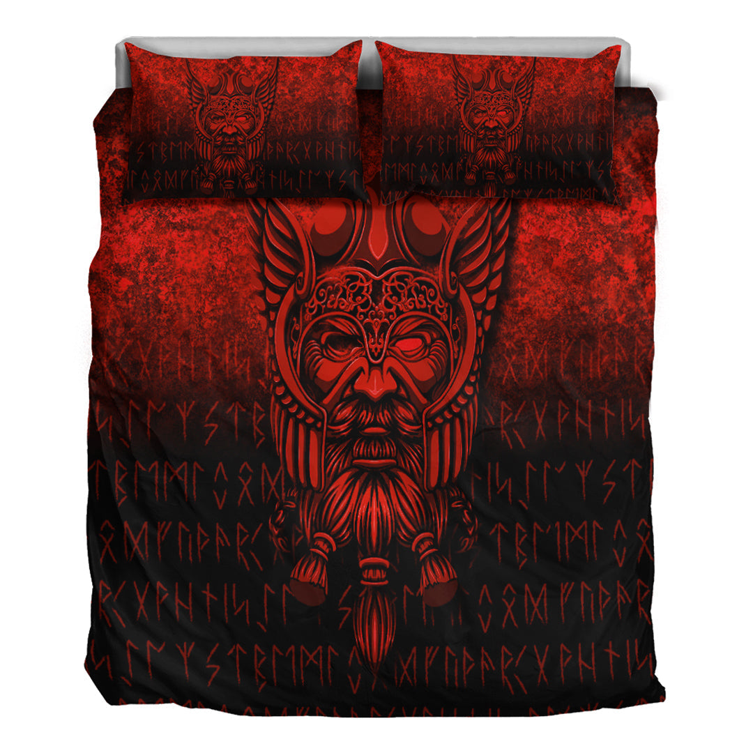 Viking Bedding Set Viking Odin Allfather In Asgard Red Version Bedding Set RLT12 - Wonder Print Shop