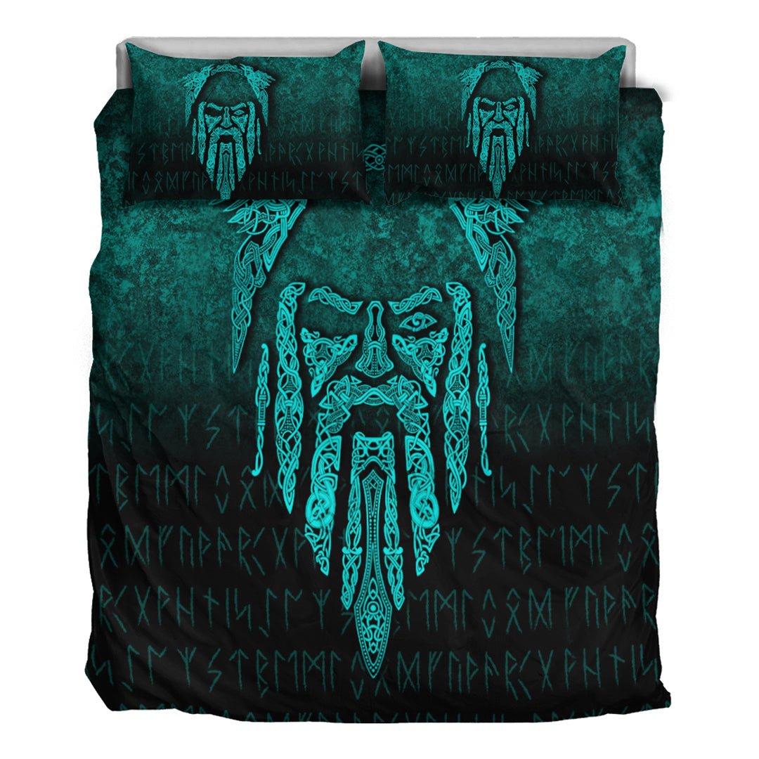 Viking Bedding Set Eye of Odin Cyan Version Bedding Set RLT12 - Wonder Print Shop