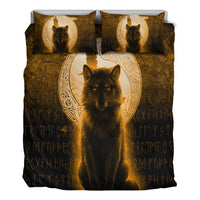 Viking Bedding Set Fenrir Viking Wolf Gold Version Bedding Set RLT12 - Wonder Print Shop