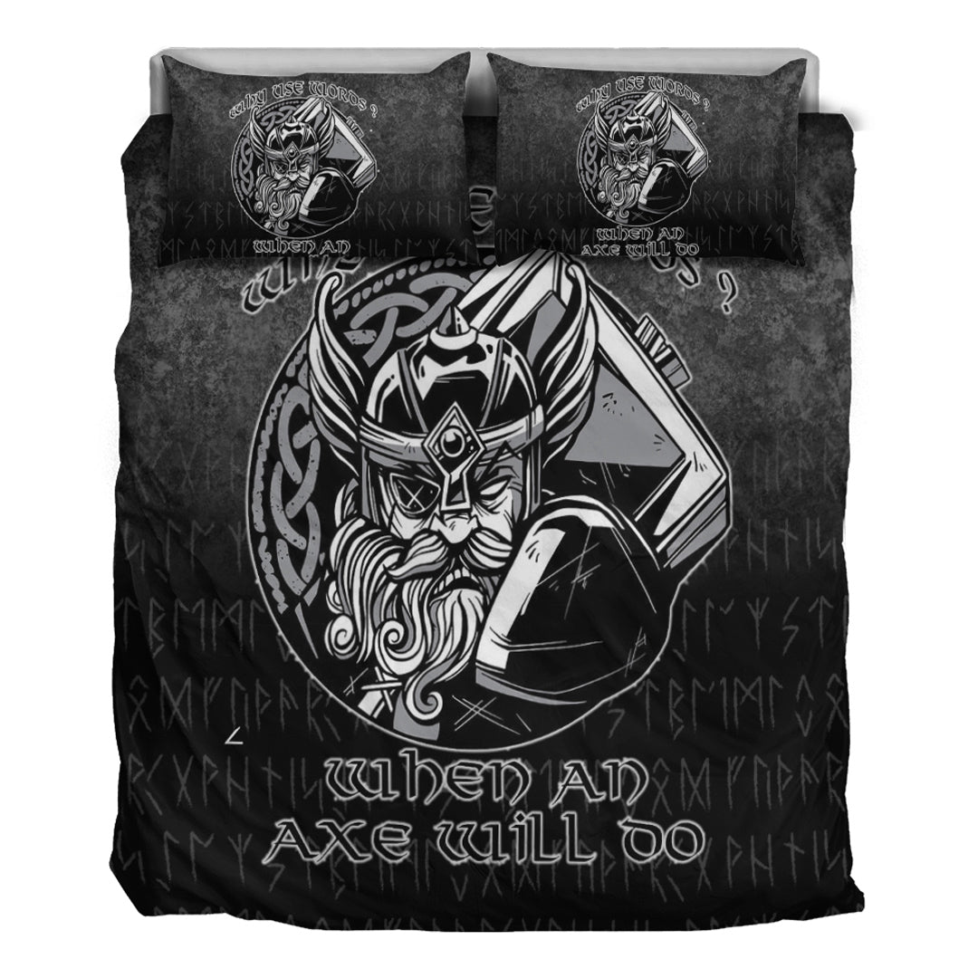 Viking Bedding Set Why Use Words? When An Axe Will Do Bedding Set RLT12 - Wonder Print Shop