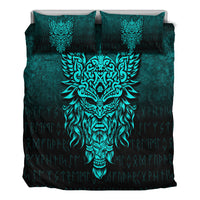 Viking Bedding Set Odin The Allfather Asgard God and Chief Of Aesir Cyan Version Bedding Set RLT12 - Wonder Print Shop