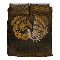 Viking Bedding Set Ragnarok Huginn Muninn Gold Version Bedding Set RLT12 - Wonder Print Shop
