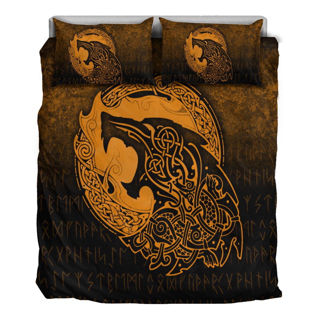 Viking Bedding Set Fenrir Viking 3D Tattoo Gold Version Bedding Set RLT12 - Wonder Print Shop