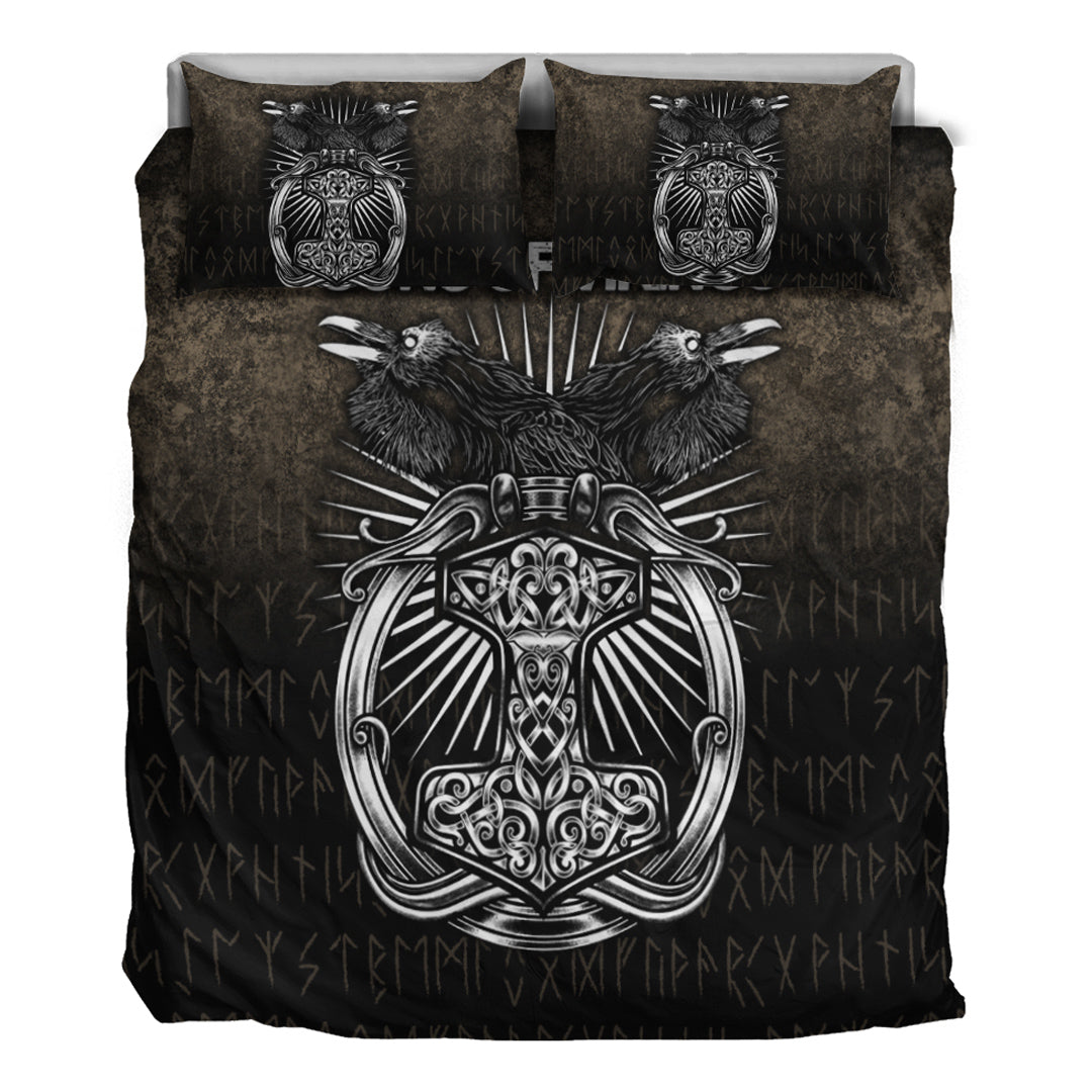 Viking Bedding Set Vikings Ravens Mjolnir Bedding Set RLT12 - Wonder Print Shop