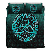 Viking Bedding Set Vegvisir Nordic Viking Rune Cyan Version Bedding Set RLT12 - Wonder Print Shop
