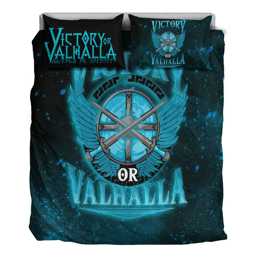 Viking Bedding Set Victory Or Valhalla Cyan Style Bedding Set RLT12 - Wonder Print Shop