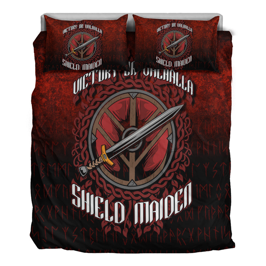 Viking Bedding Set Victory or Valhalla Shield Maiden Bedding Set RLT12 - Wonder Print Shop