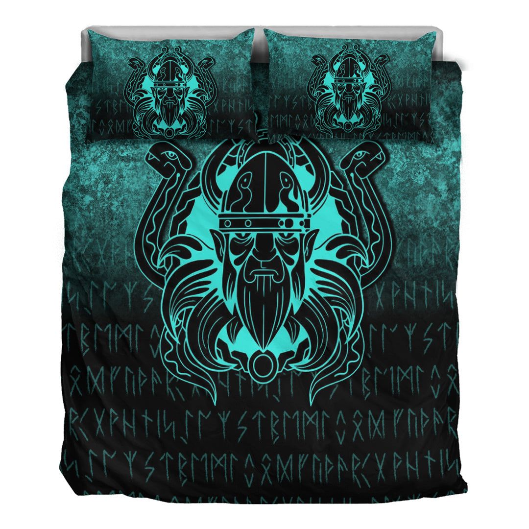 Viking Bedding Set Nordic Warrior Valhalla Norse Cyan Version Bedding Set RLT12 - Wonder Print Shop