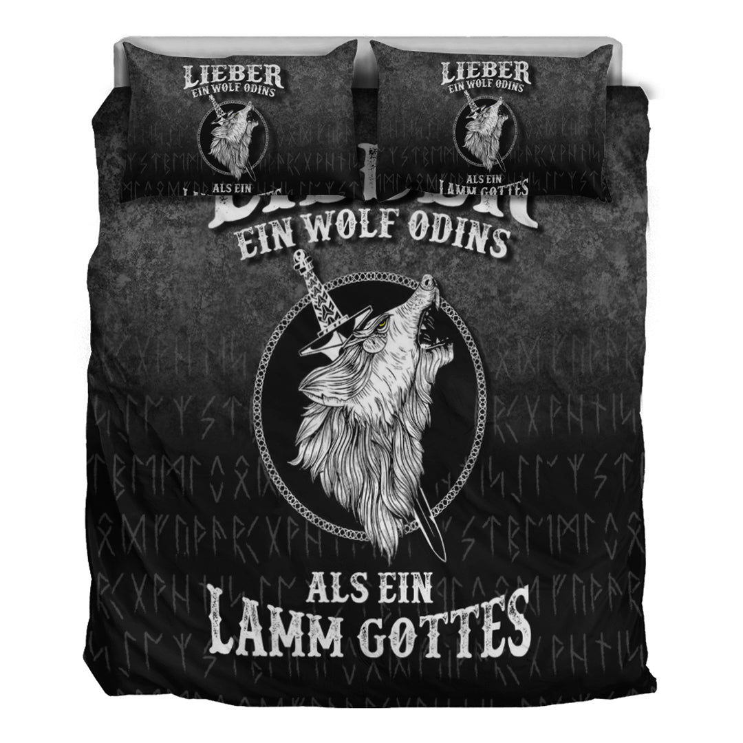 Viking Bedding Set Lieber Ein Wolf Odins Als Ein Lamm Gottes Bedding Set RLT12 - Wonder Print Shop